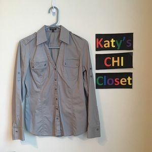 Express Grey Button Down Shirt M